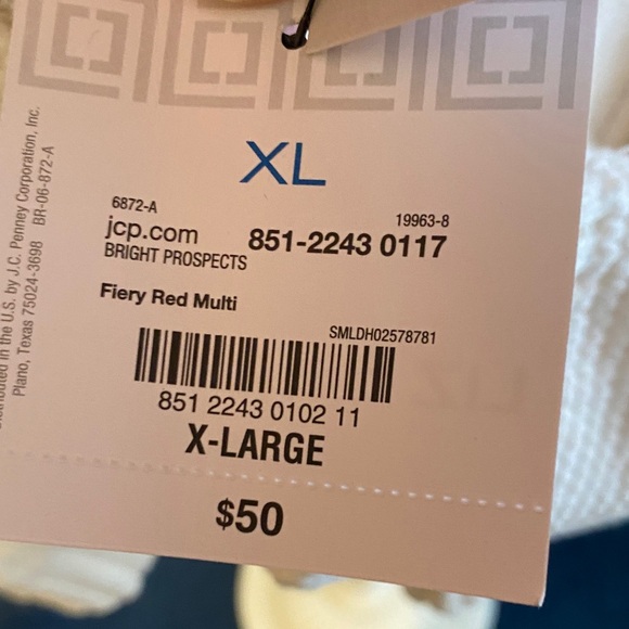 Liz Claiborne XL Red and White Cable Knit  Fisherman Sweater - Picture 12 of 13